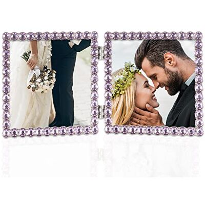 Lawrence Frames 4x4 Zilver Metaal Sparkle Dubbel Frame Helder Lila Lawrence Frames 4x4 Zilver Metaal Sparkle Dubbel Frame Helder Lila