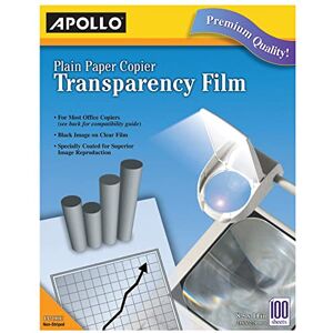 ACCO Brands Apollo Transparantiefilm voor gewoon papier kopieerapparaat, zwart op helder vel, zonder streep, 100 vellen/pak (VPP100CE) ACCO Brands Apollo Transparantiefilm voor gewoon papier kopieerapparaat, zwart op helder vel, zonder streep, 100 vellen/pak (VPP100CE)