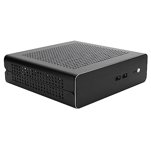 ASHATA Mini-Itx Desktopcomputerchassis, G60S HTPC-computerchassis Volledig Aluminium DC ‑ ATX-voeding Mini ‑ ITX-koffer voor Desktopcomputer (USB2.0)