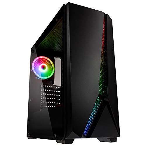 KOLINK Ethereal RGB Midi Tower, gehard glas computerbehuizing, pc-hoes, pc-behuizing, RGB glas, pc-hoes met ventilator, computerbehuizing, zwart