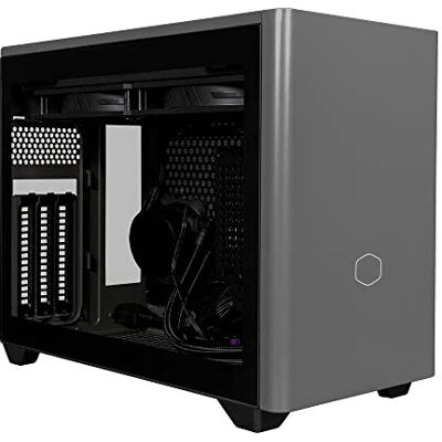 Cooler Master MasterBox NR200P MAX mini-ITX pc-behuizing, zijpaneel van gehard glas, 280 mm AIO-vloeistofkoeler, 850 W 80+ gouden SFX modulaire PSU, verticale GPU-houder, PCI-e 4,0 x16 riserkabel Cooler Master MasterBox NR200P MAX mini-ITX pc-behuizing, zijpaneel van gehard glas, 280 mm AIO-vloeistofkoeler, 850 W 80+ gouden SFX modulaire PSU, verticale GPU-houder, PCI-e 4,0 x16 riserkabel