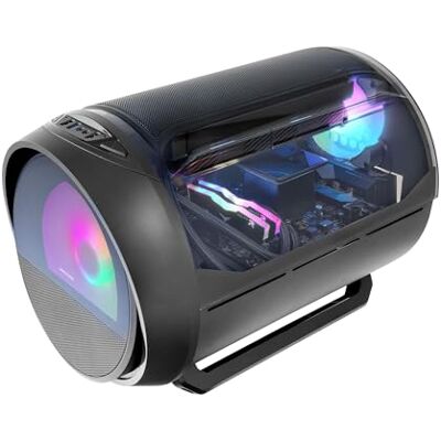 Mars Gaming MC-CYLON, Gaming Behuizing MicroATX, Cilindrisch Turbine Design, Getemperd Glas en Gebogen Panoramisch Bovenraam, RGB Frontventilator 200mm + Achterventilator 120mm, Zwart Mars Gaming MC-CYLON, Gaming Behuizing MicroATX, Cilindrisch Turbine Design, Getemperd Glas en Gebogen Panoramisch Bovenraam, RGB Frontventilator 200mm + Achterventilator 120mm, Zwart