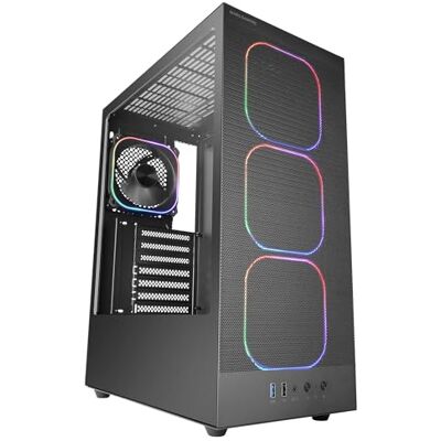 Mars Gaming MC-NEBULA ATX Gaming Behuizing, 4 Line-Glow ARGB 120 mm Ventilatoren, Voorzijde Van Microgeperforeerd Metalen Gaas, CableHatch, Zijkant Van Gehard Glas, Zwart Mars Gaming MC-NEBULA ATX Gaming Behuizing, 4 Line-Glow ARGB 120 mm Ventilatoren, Voorzijde Van Microgeperforeerd Metalen Gaas, CableHatch, Zijkant Van Gehard Glas, Zwart