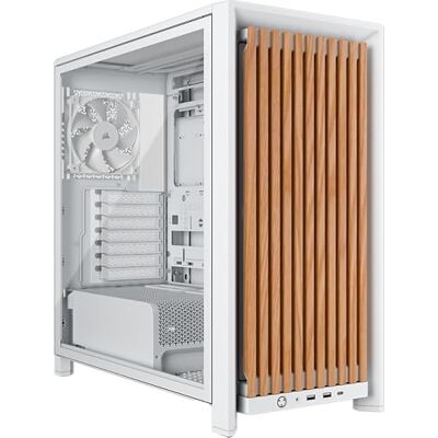 Corsair FRAME 4000D WOOD RS Mid Tower PC-behuizing – Wit en Eikenhout Houten voorpaneel, inclusief 4 RS120 PWM-ventilatoren, compatibel met omgekeerde moederbord, stabilisatie tegen doorzakken Corsair FRAME 4000D WOOD RS Mid Tower PC-behuizing – Wit en Eikenhout Houten voorpaneel, inclusief 4 RS120 PWM-ventilatoren, compatibel met omgekeerde moederbord, stabilisatie tegen doorzakken