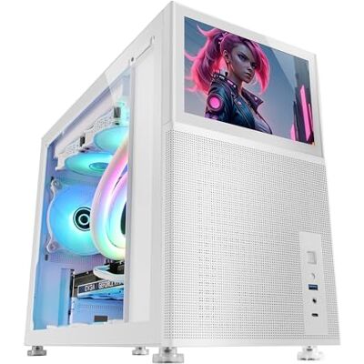 Mars Gaming MC-LCD, Compacte Micro-ATX PC Behuizing, 8" IPS LCD Scherm, Mesh Grille de Zijkant, Bovenkant en Voorkant, Gehard Glas Zijvenster, Mini Gaming Toren met Modulair Paneel Ontwerp, Wit Mars Gaming MC-LCD, Compacte Micro-ATX PC Behuizing, 8" IPS LCD Scherm, Mesh Grille de Zijkant, Bovenkant en Voorkant, Gehard Glas Zijvenster, Mini Gaming Toren met Modulair Paneel Ontwerp, Wit