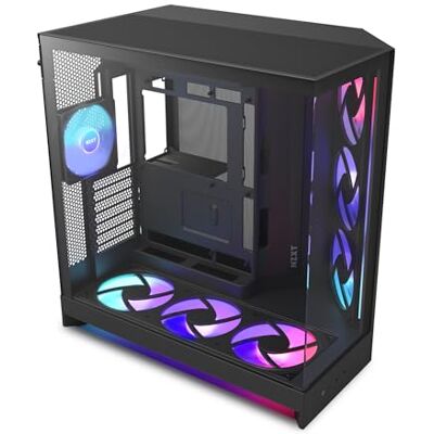 NZXT H9 Flow RGB+ ATX PC-behuizing Dubbele Kamer Zwart Vlaggenschip met dubbele kamer, 7 RGB-ventilatoren en Control Hub voorgemonteerd. Gesynchroniseerde RGB via CAM. NZXT H9 Flow RGB+ ATX PC-behuizing Dubbele Kamer Zwart Vlaggenschip met dubbele kamer, 7 RGB-ventilatoren en Control Hub voorgemonteerd. Gesynchroniseerde RGB via CAM.