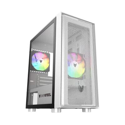 Oversteel Aeris Gaming PC Case Compatibel met Micro ATX en ITX Boards, 2 120mm RGB Fans Inbegrepen, Mesh Front, 2 Stof Filters, Gehard Zijglas, USB 3.0, Wit Oversteel Aeris Gaming PC Case Compatibel met Micro ATX en ITX Boards, 2 120mm RGB Fans Inbegrepen, Mesh Front, 2 Stof Filters, Gehard Zijglas, USB 3.0, Wit