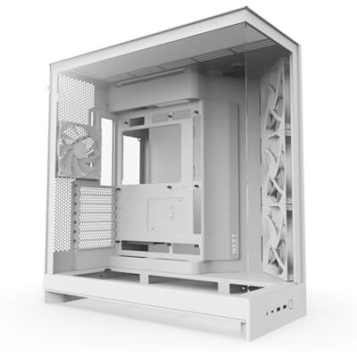 NZXT H9 Flow ATX PC-behuizing Dubbele Kamer Wit ATX-vlaggenschip met dubbele kamer, 4 meegeleverde ventilatoren, 420mm radiator boven en voor, omhullend gehard glas. NZXT H9 Flow ATX PC-behuizing Dubbele Kamer Wit ATX-vlaggenschip met dubbele kamer, 4 meegeleverde ventilatoren, 420mm radiator boven en voor, omhullend gehard glas.