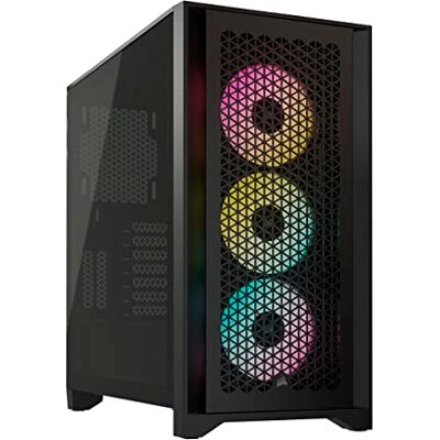 Corsair iCUE 4000D RGB AIRFLOW Mid-Tower-Behuizing, 3x AF120 RGB ELITE-Fans iCUE Lighting Node PRO-Controller Hogeluchtstroomdesign Zwart Corsair iCUE 4000D RGB AIRFLOW Mid-Tower-Behuizing, 3x AF120 RGB ELITE-Fans iCUE Lighting Node PRO-Controller Hogeluchtstroomdesign Zwart