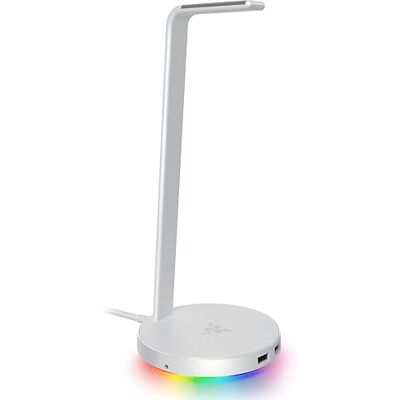Razer Base Station V2 Chroma (Mercury) Met USB-hub uitgeruste headset-standaard met Chroma RGB-verlichting (met 7.1 surround sound, Geïntegreerde headset-standaard met antisliplaag) Wit Razer Base Station V2 Chroma (Mercury) Met USB-hub uitgeruste headset-standaard met Chroma RGB-verlichting (met 7.1 surround sound, Geïntegreerde headset-standaard met antisliplaag) Wit