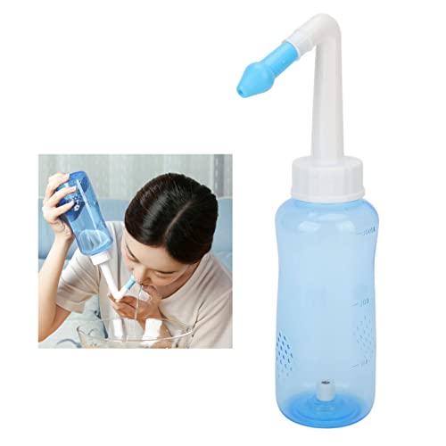 Wakects Neusdouche met Zout-30 X Neusspoelzout, 300ml Neusspoeling voor Volwassenen en Kinderen met 3-gaats Mondstuk en Enkelgats Mondstuk Neti Pot voor Het Spoelen van de Neus