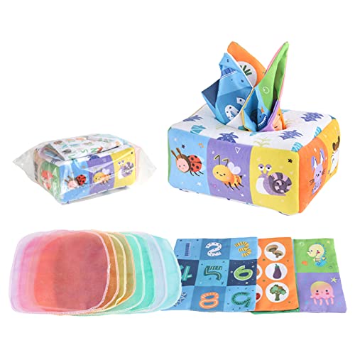 higyee Tissuebox speelgoed,Zacht zintuiglijk speelgoed voor voorschools leerspeelgoed   STEM-speelgoed Babyspeelgoed voor 1 jaar Jongens Meisjes, speelgoed Pasgeboren speelgoed