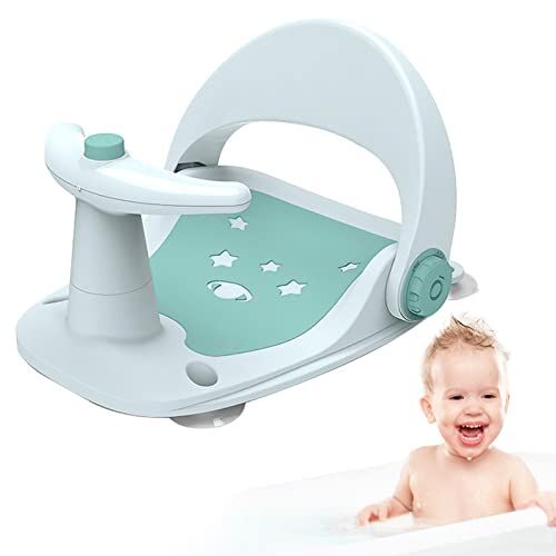 OLCANA Babybadkuipje Antislip verstelbaar babybadzitje Babybadzitje met watersproeiknop, babybadstoel, babybadzitje, badstoel baby voor 6-18 maanden kinderen