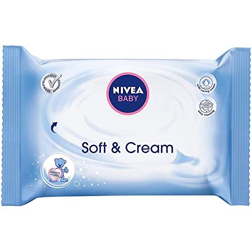 NIVEA Baby Soft & Cream vochtige doekjes (in hersluitbare soft-pack), per stuk verpakt (1 x 63 stuks)