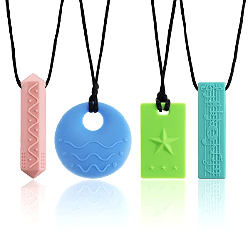 KEFU Sensory kauwketting voor kinderen, siliconen blok bijtring, voor kinderen met ADHD, tanden, autisme, bijtende behoeften, nagels kauwen stop, kauwslang logopedie, voor jongens en meisjes (kleur 1)