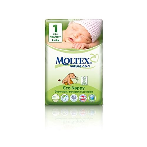 ONTEX MOLTEX Nature No1 Bear eco-luiers, babyluiers, 138 stuks, maat 1 (2-4 kg)