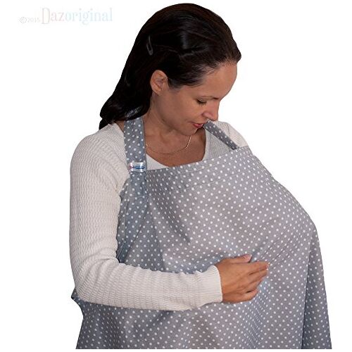 Dazoriginal Verpleging Cover *100% Katoen Top Kwaliteit* 'Borstvoeding Covers' Verpleging Schort Boned Verpleging Tops Gift Voor Nieuwe Moeders + Opbergtas (Grey Dots)