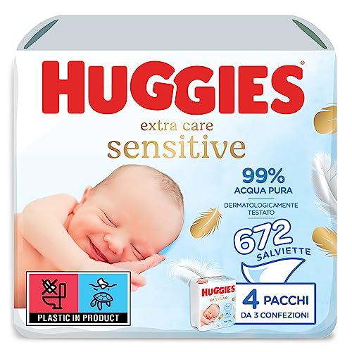 HUGGIES Pure Extra Care babydoekjes 1 doos met 4 stuks (3 x 56 doekjes per verpakking)