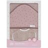 Interbaby Badjas 1x1 m van MUSELINA stippen voor baby's · Roze Make-up · 100% katoen & Babero rond 20x20 cm ·