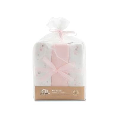 Interbaby Set van 3 bamboe luiers Bear roze voor baby's, 55 x 70 cm, bamboe en katoen Interbaby Set van 3 bamboe luiers Bear roze voor baby's, 55 x 70 cm, bamboe en katoen