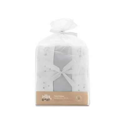 Interbaby Set van 3 bamboe luiers Bear, grijs, voor baby's, 55 x 70 cm, bamboe en katoen Interbaby Set van 3 bamboe luiers Bear, grijs, voor baby's, 55 x 70 cm, bamboe en katoen