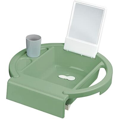 Rotho Babydesign Kinderwastafel Kiddy Wash, te bevestigen aan de badrand, 38,7x38,2x10 cm (pak van 1), leigroen/wit/steengrijs, 20034 0313 01 Rotho Babydesign Kinderwastafel Kiddy Wash, te bevestigen aan de badrand, 38,7x38,2x10 cm (pak van 1), leigroen/wit/steengrijs, 20034 0313 01