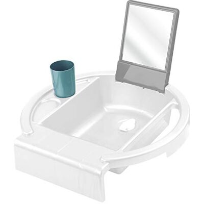 Rotho Babydesign 'Kiddy Wash' Kinderwastafel, voor bevestiging aan de badrand, 38,7 x 38,2 x 10 cm, wit, 20034031401 Rotho Babydesign 'Kiddy Wash' Kinderwastafel, voor bevestiging aan de badrand, 38,7 x 38,2 x 10 cm, wit, 20034031401