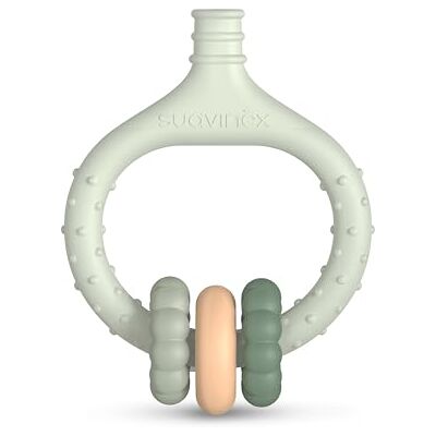 Suavinex , Bijtring voor baby's, bijtring van siliconen, bijtring verlicht en kalmeert het tandvlees, met noppen, ergonomisch, licht, vaatwasmachinebestendig, +0 maanden, groen Suavinex , Bijtring voor baby's, bijtring van siliconen, bijtring verlicht en kalmeert het tandvlees, met noppen, ergonomisch, licht, vaatwasmachinebestendig, +0 maanden, groen