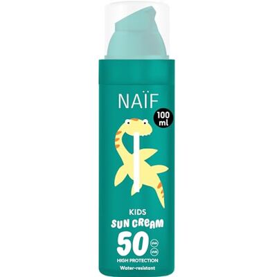 Naïf Zonnelotion voor kinderen, SPF 50, met geur, zonwering, waterbestendig, voor gezicht en lichaam, pompdispenser, 100 ml Naïf Zonnelotion voor kinderen, SPF 50, met geur, zonwering, waterbestendig, voor gezicht en lichaam, pompdispenser, 100 ml