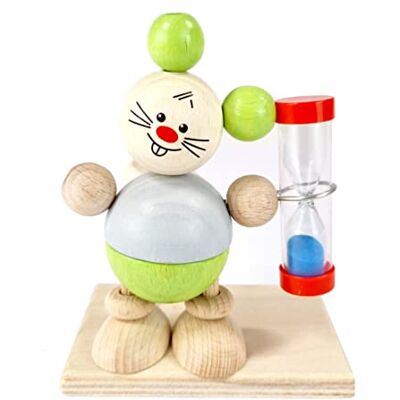 HESS SINCE 1990 Hess Holzspielzeug 14582 Houten tandenborstel klok incl. zandloper met gekleurd zand, motief muisje, handgemaakt, voor kinderen om hun tanden te verzorgen HESS SINCE 1990 Hess Holzspielzeug 14582 Houten tandenborstel klok incl. zandloper met gekleurd zand, motief muisje, handgemaakt, voor kinderen om hun tanden te verzorgen