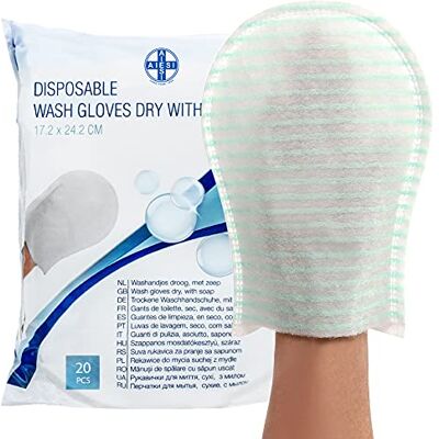 AIESI ® Washandjes droog met zeep wegwerp van hoge kwaliteit waterdichte met zachte spons (Pak van 20 stuks), Delicaat geparfumeerd, Zonder spoelen AIESI ® Washandjes droog met zeep wegwerp van hoge kwaliteit waterdichte met zachte spons (Pak van 20 stuks), Delicaat geparfumeerd, Zonder spoelen