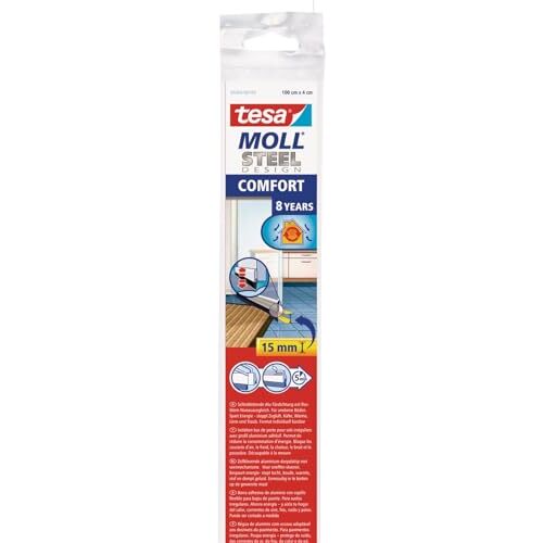 tesa Moll Comfort dorpelstrip met veersysteem, 1 m x 40 mm, RVS