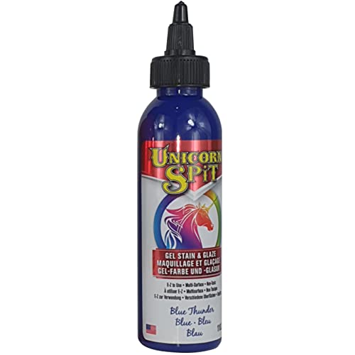 Unicorn SPiT Blue Thunder 5770008 Gel Vlek en Glaze Blauw Watergedragen Verf 118ml