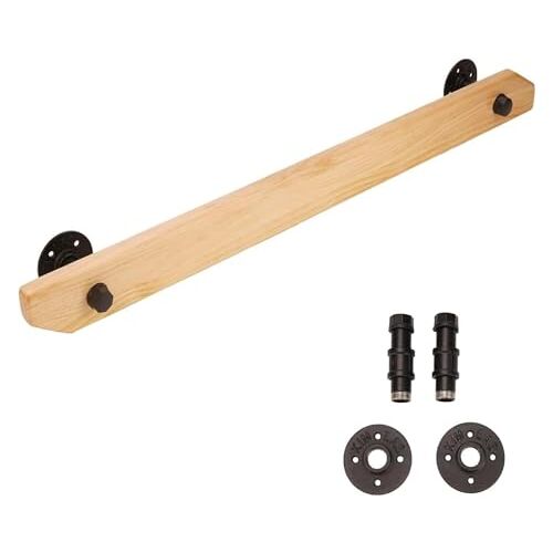 WBELMVWV Trapleuning, trapleuning, houten trapleuning, binnen, houten trapleuning, 1 ft 20 ft grenen hout anti-slip wandtrap leuning met 2 steunen (maat : 60 cm)