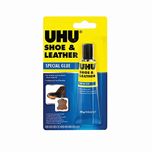 UHU Speciale lijm voor schoenen en leer, snelle speciale lijm voor het lijmen van leer en rubber, 30 g