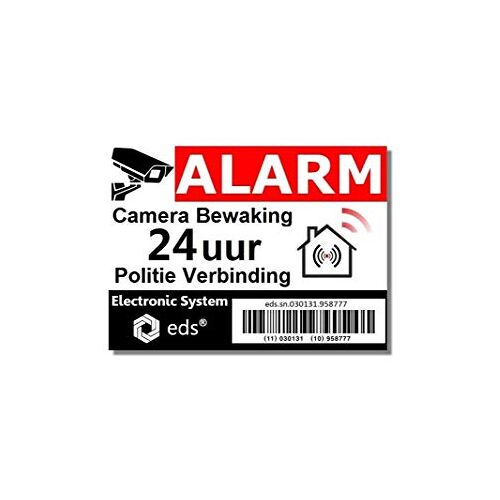 Egero Veel 8 Deterrent Stickers " Videobewaking Barcode" Counter Inbraak voor Thuis, Gebouw, Bedrijf, Garage. Professionele kwaliteit videobewakingsstickers. (Barcode)