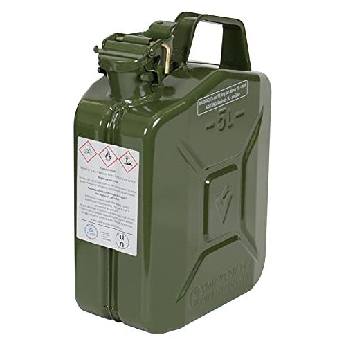 GREENSTAR jerrycan van 5 liter, metalen jerrycan, vergrendeling met pen, behandeling van binnen roestvrij, norm voor transport van gevaarlijke materialen