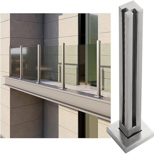 FOknYkm Glazen balustradepalen Zilver glazen balustradesysteem for balkon, glazen balustradepaal for buiten/binnen, veiligheidsglas 1 stuks Vaste paal (Color : Silver-corner Post, Size : 95cm/37.4")