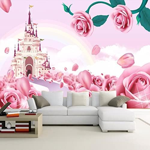 XLMING Rose Kasteel Cartoon Prinses Kamer 3D Behang Kinderkamer Slaapkamer-350cm×256cm