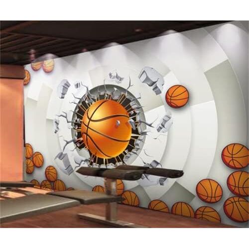 XLMING Foto's van basketbalvelden Keuken Eetkamer Studie Woonkamer TV Achtergrond Muur 3D Behang-350cm×256cm