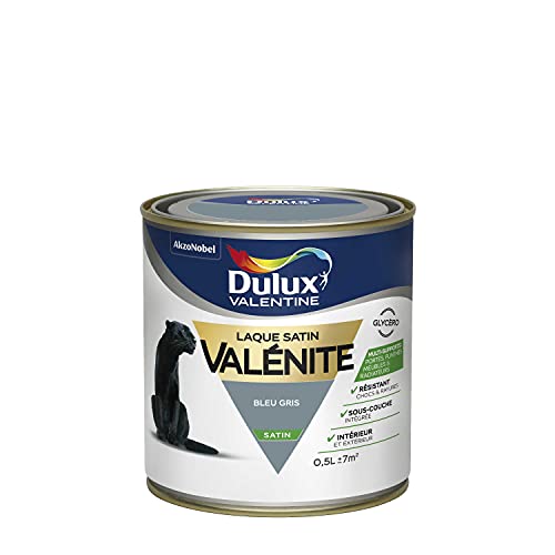 Dulux Valentine Valénit Glyzero, 5296632, lak, meerlaags, voor hout en ijzerwaren, satijn-look, blauw, grijs, 0,5 l