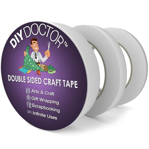 DIY Doctor dubbelzijdig plakband Craft Dubbelzijdig plakband Knutseltape Dubbelzijdig plakband 3 doorzichtige rollen 28 m lang (1x6,3 mm, 1x12,6 mm en 1x24,5 mm breed)