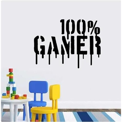 MOBYAT Muursticker muurschildering behang decoratie stickers gaming poster decor deurstickers, zwart, 43 x 52 cm