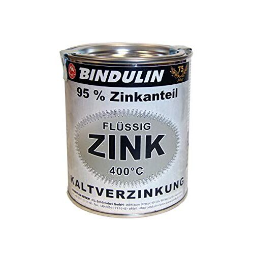 Bindulin vloeibaar zink 250 ml voor koud verzinken, met een hoog metaalgehalte zink voor alle metalen voor koud verzinken, verzinken gebruiksklaar, sneldrogend, kleur: zilver