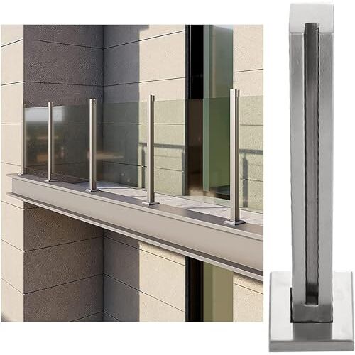 ININOSNP Glazen balustradepalen Zilver glazen balustradesysteem for balkon, glazen balustradepaal for buiten/binnen, veiligheidsglas 1 stuks (Color : Silver-end Post, Size : 95cm/37.4")