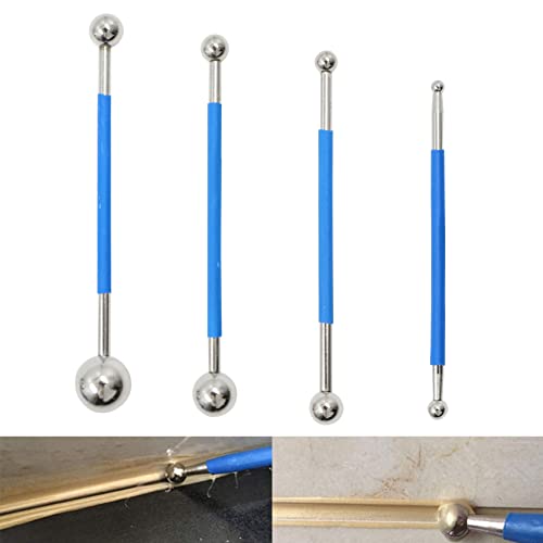 xut Gereedschapscraper kit voeggladstrijkerset metalen bal professioneel voeggereedschap sealant tool border sealant voor badkamer keuken ruimte, klei pottenei sculpting bal decoreren gereedschap, blauw, 4 stuks