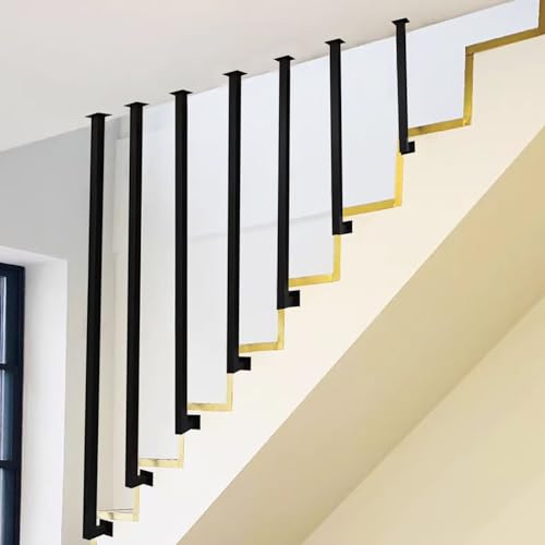 Gaommini Binnentrappen Trapleuning Trap Leuning Handrails Binnen Buiten Trappen Hek L-vormige Leuning voor Trappen Tuin Loft Trappen, Trapleuning Zwart Metalen Smeedijzeren Greep (Size : 50cm)