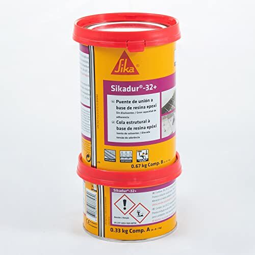 SIKA Epoxylijm, structuur- en tweecomponentenlijm, dur-32+, grijs, constructie, lijmen, bevestigen en verankeren, droge of natte ondergronden, 1 kg