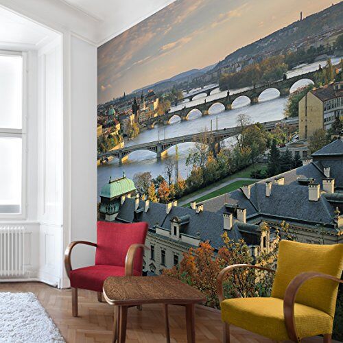 Apalis Vliesbehang Praag, fotobehang, vierkant, vliesbehang, wandbehang, fotobehang, fotobehang, 3D, fotobehang, voor slaapkamer, woonkamer, keuken, afmetingen: 192 x 192 cm, meerkleurig, 95435