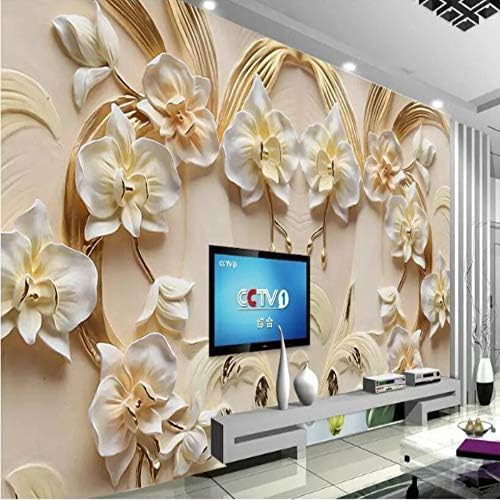 XLMING 3D Wallpaper 3D Wallpaper 3D Vlinder Orchidee White Wallpaper 3D Wallpaper 3D Behang Tv Woonkamer Huiskamer De Muur Slaapkamer Muurschildering Border-150cm×105cm